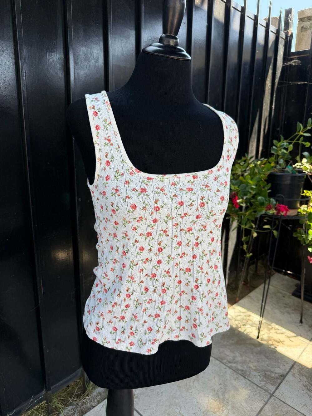 Sézane Floral Print Pointelle Camisole Top